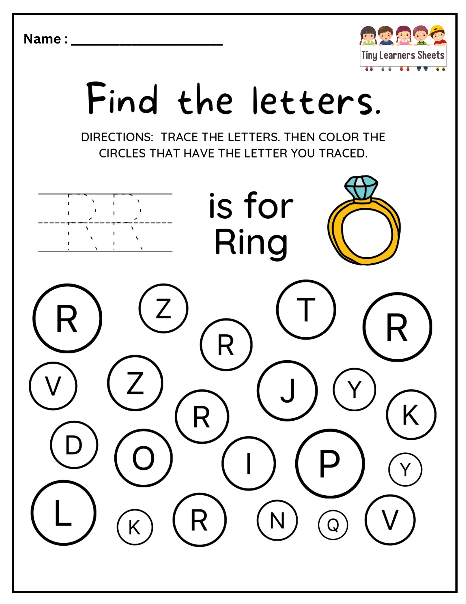 Find Letter R worksheet